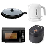 【調理家電セット】アイリスオーヤマ 炊飯器 3合 ブラック RC-IL30-B 電子レンジ 17L 単機能 PMB-T178-B 電気ケトル 800ml IKEB800W ホワイト ホットプレート 丸型 IHP-C320-B