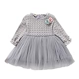 WIN キッズワンピース フォーマル女児 キッズ 服 子供 長袖 女の子 ガールズ ワンピース 韓国スタイル 結婚式 発表会 入園式 入学式 卒園式 卒業式 七五三 パーティー (100cm, グレー