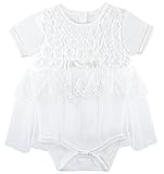 タフィーBaby Girl新生児Rosette Lace Detail Short Sleeve Uniqueチュチュボディスーツ カラー: ホワイト