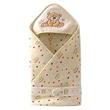 Yuena Care ベビーおくるみ バスタオル おくるみ フード付き パジャマ ブランケット 新生児 ベビー 赤ちゃん オールシーズン 大判 コットン 柔らか 通気 吸汗 保温 出産祝い 熊 イエロ