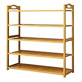 竹と木製の靴のラック5層の靴のラックの収納ボックス (Size : Four layers of 80cm)