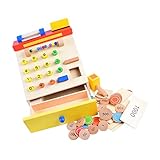 木のレジ お子様木製レジ 木製 オモチャ チェック台 レジ カウンター お子様 オモチャ お子様 模擬 チェック台 アウト カウンター 1 セット
