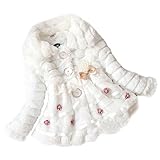 ベビー 中綿コート　キッズ ファー　コート 女の子 アウター 超可愛いコート 3色 ガールズ アアウターウエア (ホワイト)　防寒　ジャケット　暖かいコート　子供服　春秋冬 80/90/100/110