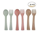 Dancepanda Toddler Utensils Baby Training Feeding Spoon and Fork set of 6 Wheat Fiber Flatware [並行輸入