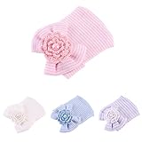 GRALARA4個入り　新生児　赤ちゃん　綿　ちょう結び　ビーニー　ハット　キャップ　弾性　ソフト　0-6ヶ月