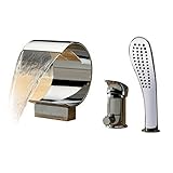 Sprinkle ®デッキワイドスプレッドウォーターフォールBathtub Faucet with Hand Shower Chrome Unique Designer衛生器具カーブTall注ぎ口容器