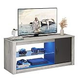 DOMY HOME テレビ台 スタンド tv台 収納棚付き 幅107㎝ 32~55型対応 ローボード ロータイプ AV機器対応おしゃれ 壁面テレビ台 テレビラック 木製モダン ヴィンテージ (107＊35＊47CM、ライトグレー)