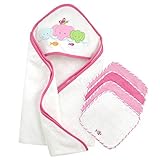 Just Born Just Bath Love to Bathe Knit 5-Piece Hooded Towel and Washcloth Set, Elephant by Just Born