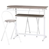 不二貿易 カウンターテーブル&amp;チェア 3点セット ホワイトウォッシュ アンティーク仕上げ 85387