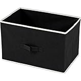 収納ボックス/不織布製インナーボックス 横型 取っ手付き 幅39cm×奥行25cm×高さ25cm BK ブラック（黒）