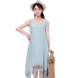 [Enka-NX]レディース 夏 ノースリーブ ルーズドレス 母ドレス マタニティウェア 高品質の 単一色 ヨーロピアンスタイルの ドレス 2色 (紺碧)