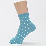 (グレェド) Groedoキッズ ソックス サイズ1-2 ( 12 ～ 14 cm) ショート丈 ターコイズ × 白 ドット オーガニックコットン