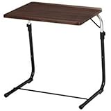 弁天インテリア サイドテーブル ソファ 折りたたみ式 【 使い方いろいろ / 高さ角度調整可 / 隙間 収納可 】 ブラウン