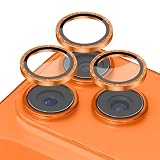 YealRed For iPhone 17 Pro/17 Pro Max 用 レンズ保護キャップ アルミ合金製 カメラカバー キラキラ 9H強化保護カバー ブラックフレーム アルミニウム合金素材 高光透過率 露出オーバー防止 耐衝撃 傷防止 指紋防止 写真撮影に影響しない 超薄型 アイフォン 17 Pro/17 Pro Max に対応 (オレンジ)