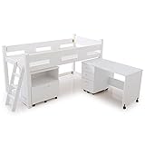 LOWYA （ロウヤ） ベッド ロフトベッド 3点セット コンセント付デスク ランドセルラック 天然木 キッズベッド システムベッド ホワイト おしゃれ 新生活