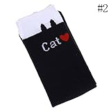 Nice Days（ナイス　ディズ） 靴下 女の子 キッズソックス オーバーニーソックス 子供用ハイニーソックス 可愛い 猫柄 綿製 42cm (2#)