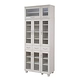 JKプラン Lyckaland 大型食器棚 食器収納 幅90cm 上置きセット ホワイト FLL-0012SET-WH