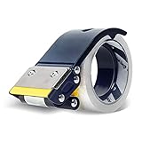 Excell ステンレス製包装テープディスペンサーは、最大幅50mm。逆流防止クリップ付きで、錆を防ぎ、ダンボール密封に最適です。安全なカッターカバー付き(ディスペンサー 1 個 + テープ 1 個)