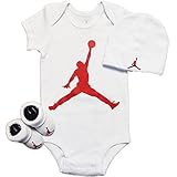 NIKE(ナイキ) エア・ジョーダン 6-12months ホワイトxレッドジャンボジャンプマン半袖ボディスーツ超豪華3点セット (身長約70-80cm) [並行輸入品]