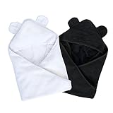 ソフトフード付きタオル – から作られた自然ソフト有機竹for Sensitive Babyスキン( 2 Pack Bundle ) by Moon and Baby L ブラック