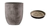 【 専用受皿 付き 】 フォリオ アルトエッグ 43 x 50 cm 【 ブラック ウォシュ 】 <当店は 苗 種 鉢 培養土 ニーム の専門店>