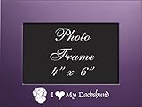 4x6 Brushed Metal Picture Frame-I love my Dachshund-Purple by LXG, Inc.