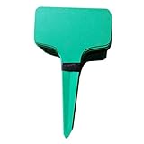 ガーデニングラベル，SODIAL(R) 100件6 x10cmプラスチックプラントTタイプのタグ　マーカー　保育園の庭ラベル（緑）