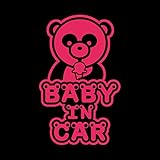 パンダ Baby in car カッティングステッカー ショッキングピンク 濃桃