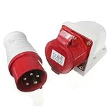 ソケット，SODIAL(R)16アンペア5ピンプラグ＆ソケット　全天候 IP44 3段階380-415v 3P + N +アース16A