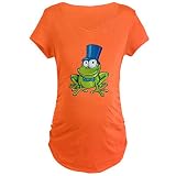 Truly TeagueマタニティTシャツ(ダーク) Frog with Top帽子 US サイズ: L カラー: オレンジ