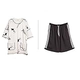 GAODUZI 夏のコットンラバーズスリープスカートファッションメンズ半袖ホームサービス韓国のルースコットンスリープスカートドレス（半袖+ショーツ） (色 : マルチカラー まるちから゜, サイズ さ