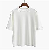 Marshel マタニティ トップス tシャツ 夏 半袖 コットン ゆったり ラウンドネック ホワイト L