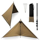 ZUKK(ズック) 2WAY 陣幕 軽量 キャンプ TC 焚き火 リフレクター ウィンドスクリーン シェルター 風防 難燃 撥水 防カビ (L, コヨーテブラウン)