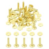 PATIKIL レザーリベット 9x3.3x17mm バー 100セット ワッシャー 真鍮ファスナー 留め具 皮革工具 手芸パーツ メタルスタッド ポスト レザークラフト ベルト 財布 首輪 DIYクラフト