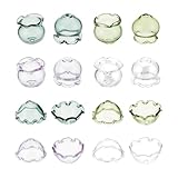 UNICRAFTALE 16個 8スタイル ガラスビーズコーン ハーフラウンドビーズキャップ フラワールーズビーズキャップ 透明ベル フラワービーズ ウィンドチャイム クラゲイヤリング スペーサービーズトッパー ジュエリー製作用