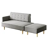 エア・リゾーム ソファー 2人掛け おしゃれ ローソファー ポケットコイル オットマン付きカウチソファ FREDY(フレディ) グレー