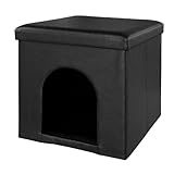 SoBuy XXL Fauxレザーオットマンシートボックスペット家厩舎、上にシートクッション、48 x 48 x 48 cm、ブラック、fss31-sch by SoBuy