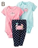 カーターズ Carter's ベビー服 半袖 長袖 ボディスーツ パンツ 3点セット 女の子 カニ (9months(67-72cm)) [並行輸入品]