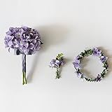 【Blooming＆me】フラワーデザイナー推薦 ロマンチック 「お得な３点セット」オリジナル紫陽花ブーケ＋花冠＋ブートニア 結婚式 ブライダル ウェディング ヘッドドレス フラワーヘッド 結婚式 写
