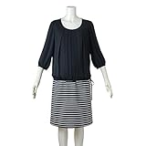 (ニッセン) nissen 【 マタニティ 授乳服 産前 産後 】 ニッセン × 犬印本舗 共同企画 通勤に使える きれいめ ワンピース 授乳機能付き 黒×ボーダー柄 マタニティL