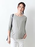 Angeliebe エンジェリーベ マタニティ 授乳口付き とろみ素材 ボートネック 六分袖 トップス 妊婦服 産前 産後 M～L 杢グレー 21761 21761302
