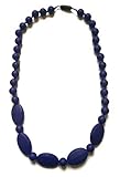 Joy of Colors Navy Teething Necklace for Mom and Grandmother, Silicone Oval & Round Beads, Chewable 