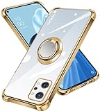 nahailun OPPO Reno9 A/OPPO Reno7 A ケース クリア リング付き 耐衝撃 軽量TPUおっぽ スマホ reno7a ケース 透明 reno9aス マホケース 薄型オッポりの7a / オッポりの9aカバー レンズ保護スマホ 落下防止 滑り止め、すり傷防止 360°回転 スタンド機能 車載ホルダー対応 (ゴールド)