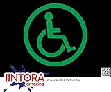 JINTORA ステッカー/カーステッカー - wheel chairs - 車椅子 - 90x90mm - JDM/Die cut - 車/ウィンドウ/ラップトップ/ウィンドウ- グリーン