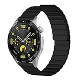[MokaZii] 22mm バンド Huawei Watch Ultimate 2/GT 6 46mm/6 Pro/GT 5/5 Pro/4/4 Pro 対応 磁気付き シリコン 柔らしい 替えスポーツバンド 長さ調節可能 耐久性 交換ベルト コンパチブル Huawei Watch 5 46mm/4/4 Pro/Buds/Ultimate (ブラック)