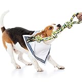 TEMLUM 犬おもちゃ 犬用 噛むおもちゃ 犬 ロープおもちゃ 綿ロープ 犬用玩具 天然コットンロープ 丈夫 耐久性 ペット用 歯磨き ストレス解消 運動不足解消 60cm 中/大型犬向け