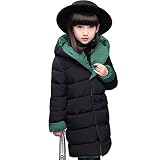 リバーシブルキッズ 中綿コート 中綿 コート キッズ 　アウター　ベンチコート ピンク 冬防寒 フード付き ロング丈 冬 コート　厚手　子供服 (130, グリーン)