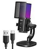 UGREEN コンデンサーマイク ゲーミングマイク PC/卓上マイク RGBライティング 単一指向性 ノイズ低減 ワンタッチミュート 7RGBライティングモード YouTube用/生通信・ゲーム実況用/Skype/LINE 生放送 USB マイク ポップフィルター マイクスタンド付き プラグ＆プレイ