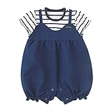 (チャックルベビー) chuckle BABY * ボンシュシュ * サロペット風 半袖カバーオール ネイビー 80cm P2434-80-32