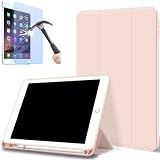 GWAAN【強化ガラスフィルム付き(ブルーライトカット)】iPad 10.2インチ 第９世代 第８世代 第７世代 (2021/2020/2019) と互換性あり 角が割れないシリコンソフトケース 三つ折り保護カバー Pencil収納タイプ ペンシル 自立スタンド・オートスリープ機能 パステルカラー A2197 A2200 A2198 A2270 A2428 A2429 A2430